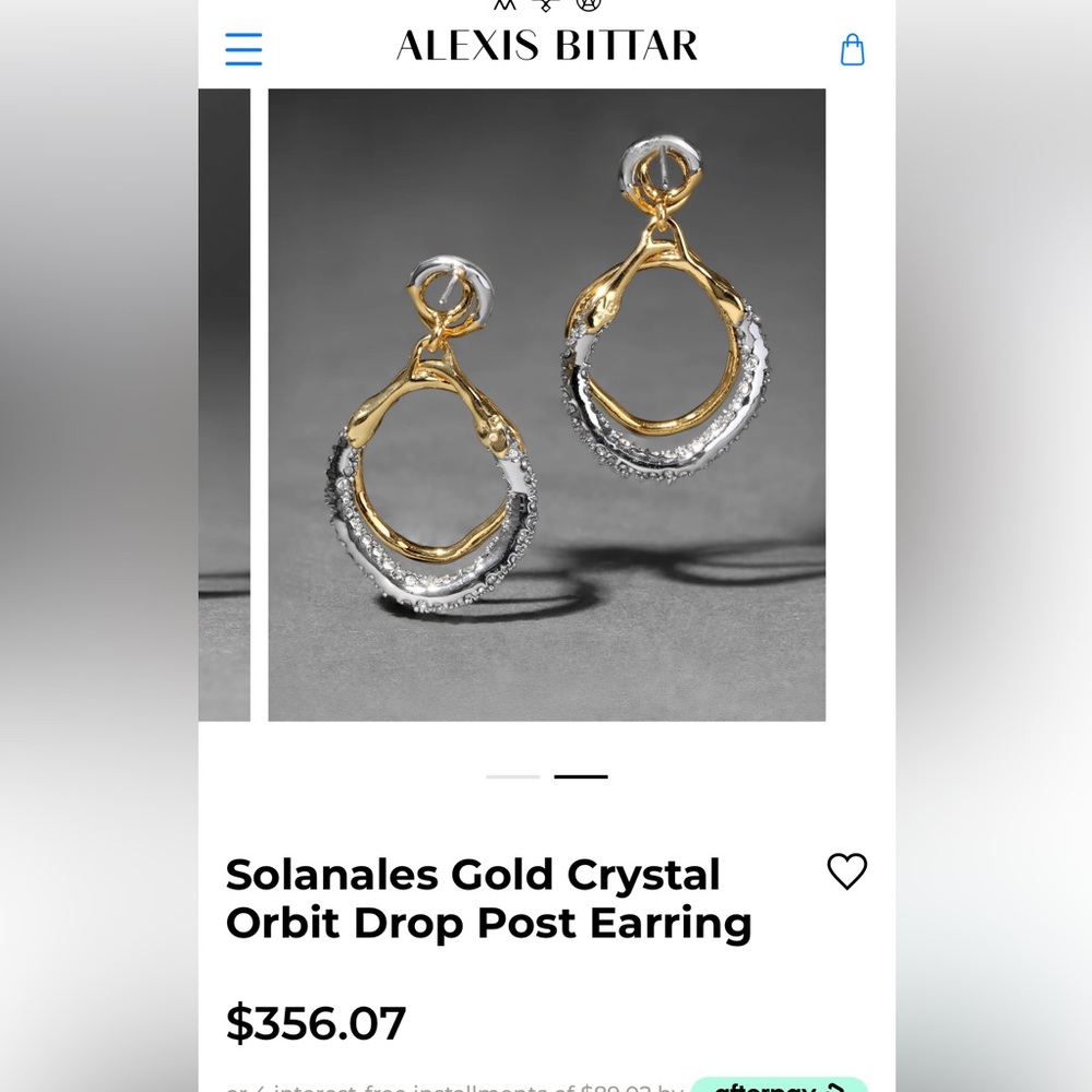 🆕 Alexis Bittar Solanales Gold Crystal Orbit Drop Post Earring - Picture 4 of 7